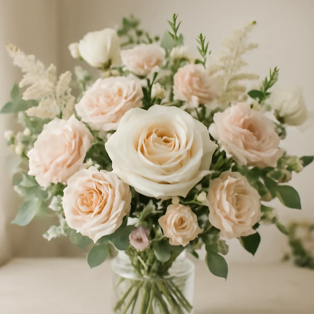 Close-up floral styling that supports the Home page